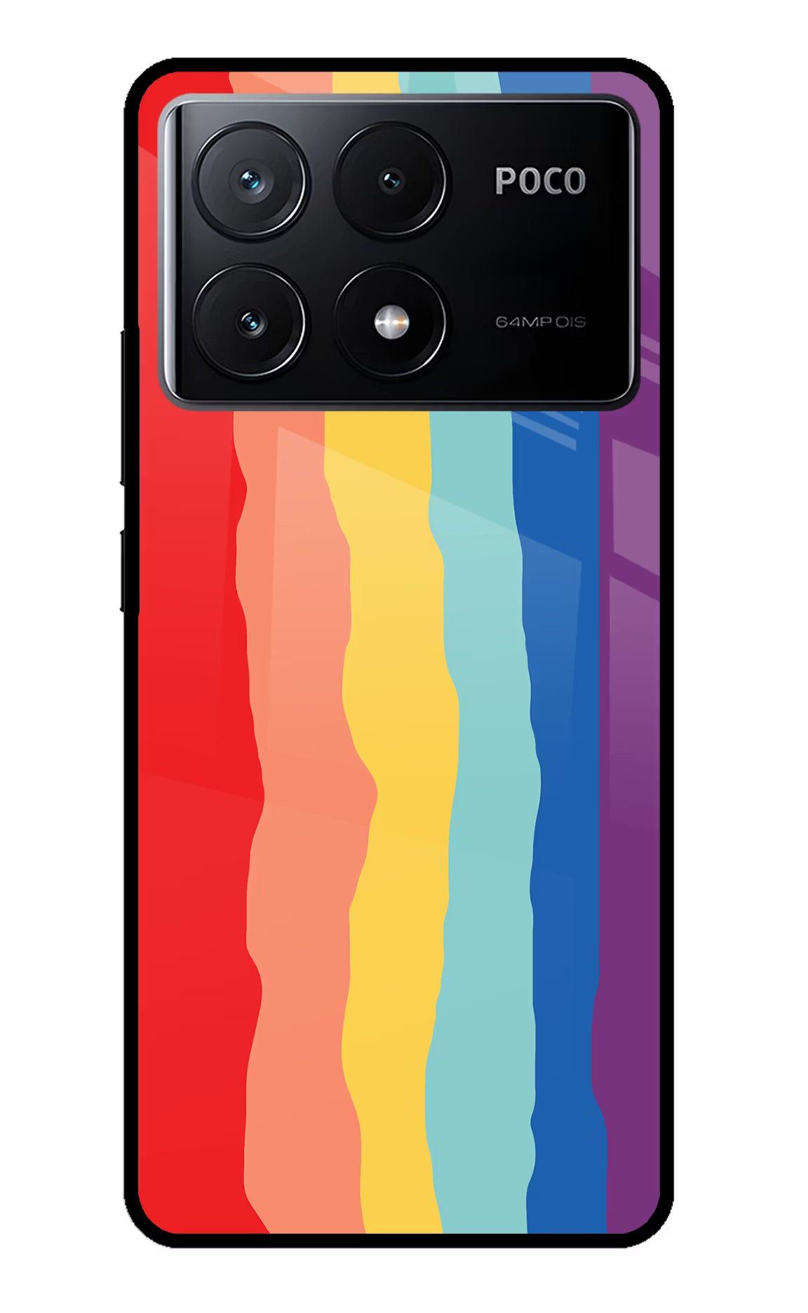 Rainbow Poco X6 Pro Glass Case Back Cover by Casekaro