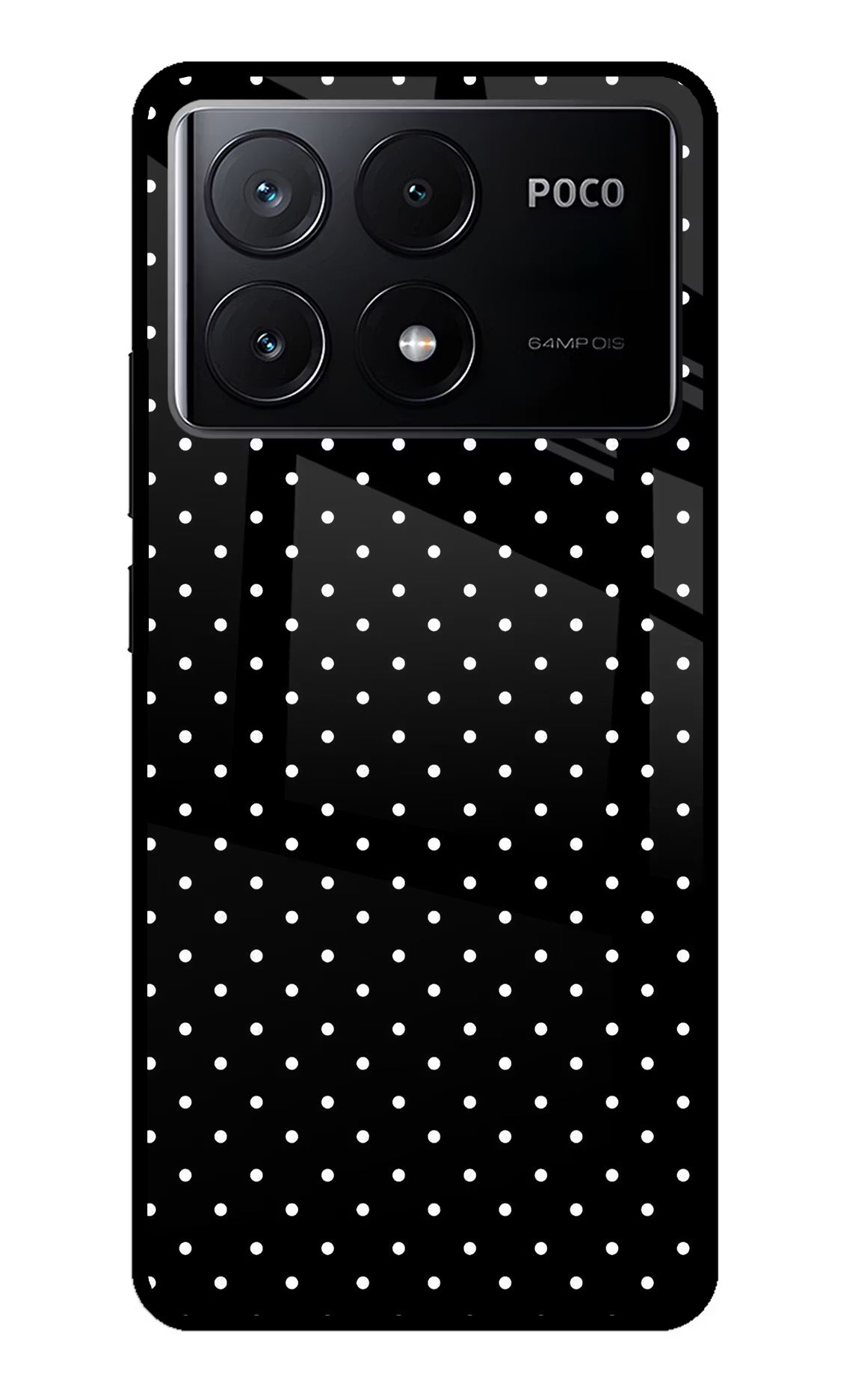 White Dots Poco X6 Pro Glass Case Back Cover by Casekaro