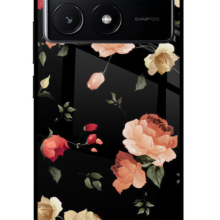 Flowers Poco X6 Pro Glass Case Back Cover by Casekaro