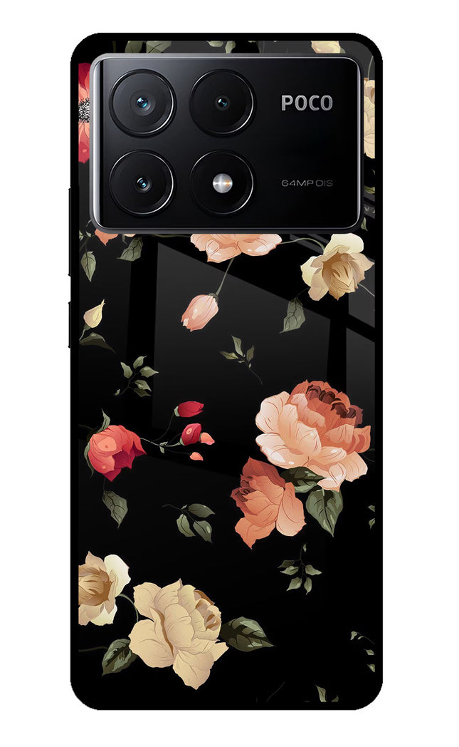 Flowers Poco X6 Pro Glass Case