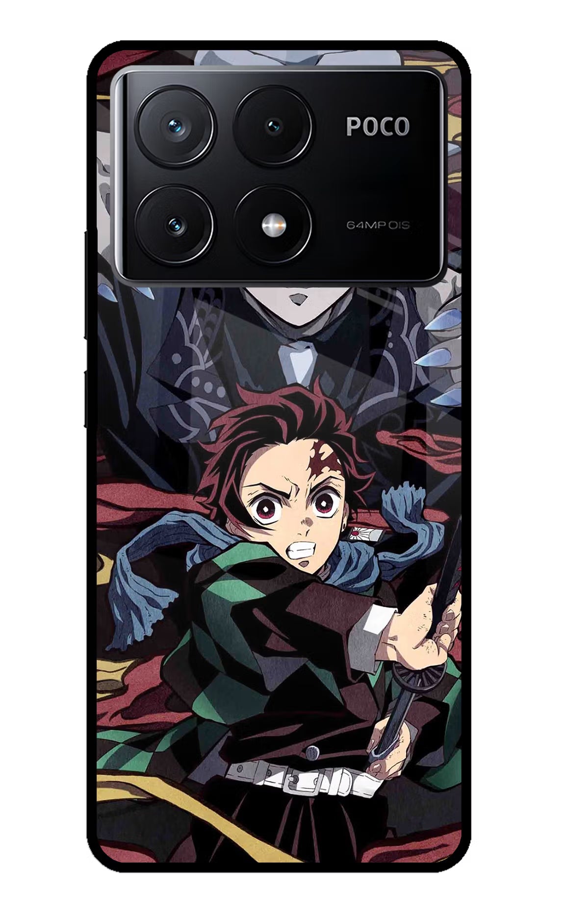Demon Slayer Poco X6 Pro Glass Case Back Cover by Casekaro