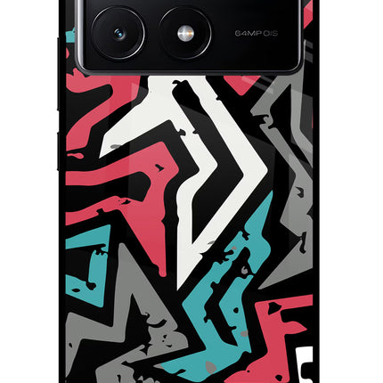 Geometric Graffiti Poco X6 Pro Glass Case Back Cover by Casekaro