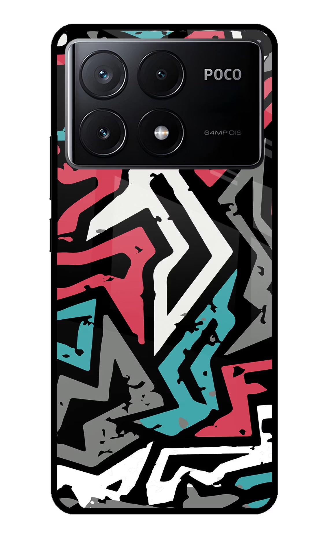 Geometric Graffiti Poco X6 Pro Glass Case Back Cover by Casekaro