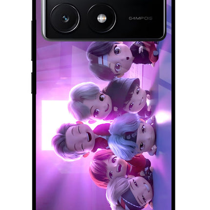 BTS Chibi Poco X6 Pro Glass Case