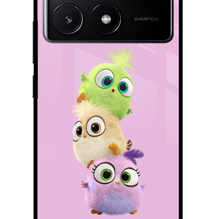 Cute Little Birds Poco X6 Pro Glass Case Back Cover by Casekaro