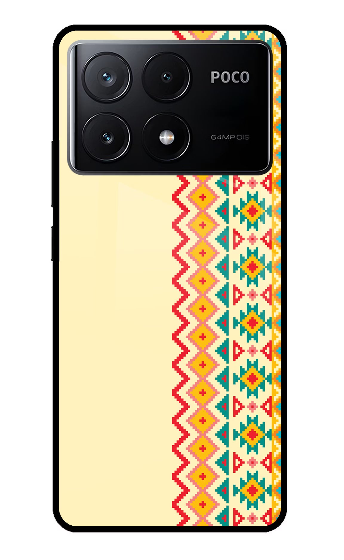 Ethnic Seamless Poco X6 Pro Glass Case Back Cover by Casekaro
