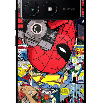 Spider Man Poco X6 Pro Glass Case Back Cover by Casekaro