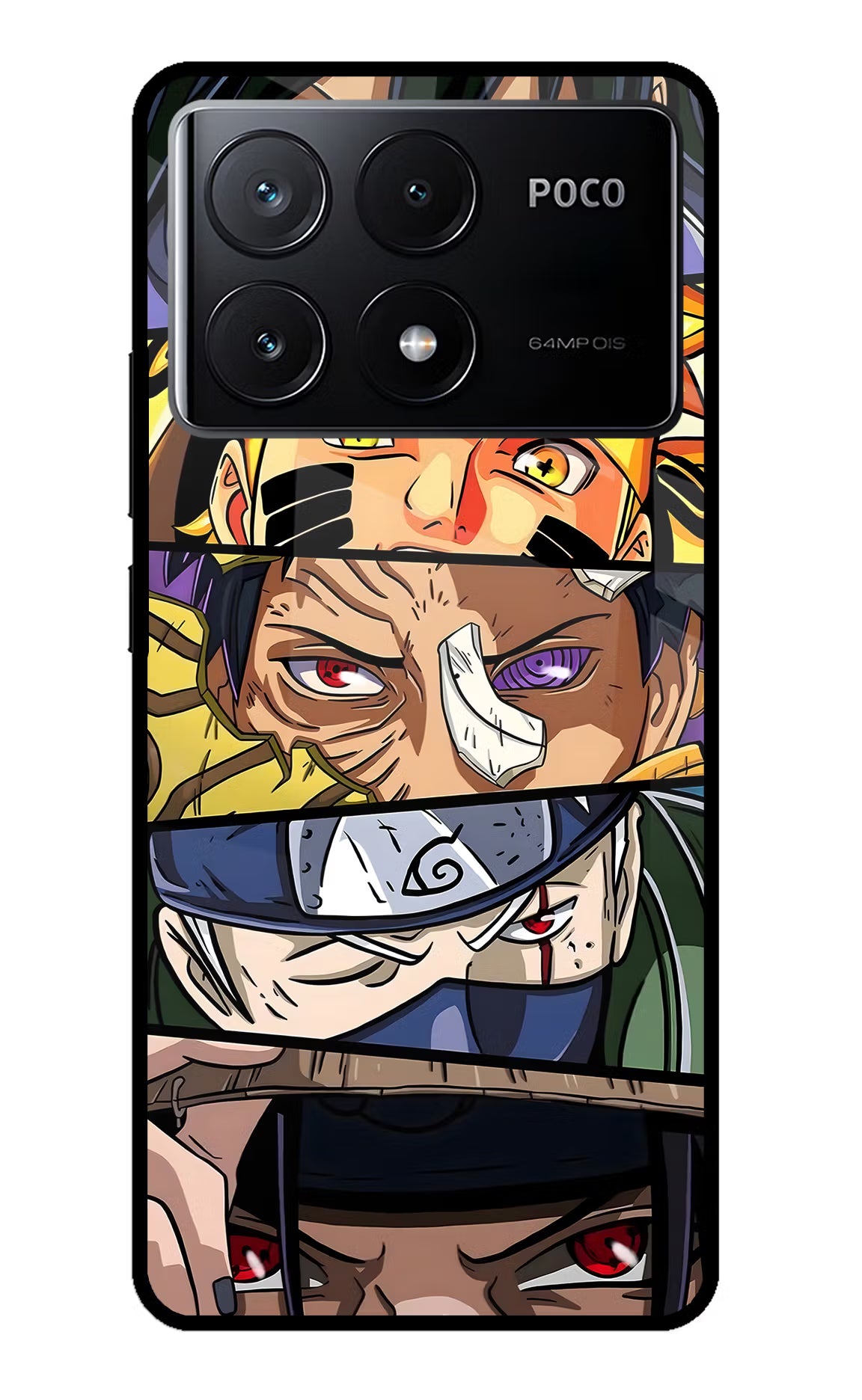 Naruto Character Poco X6 Pro Glass Case Back Cover by Casekaro