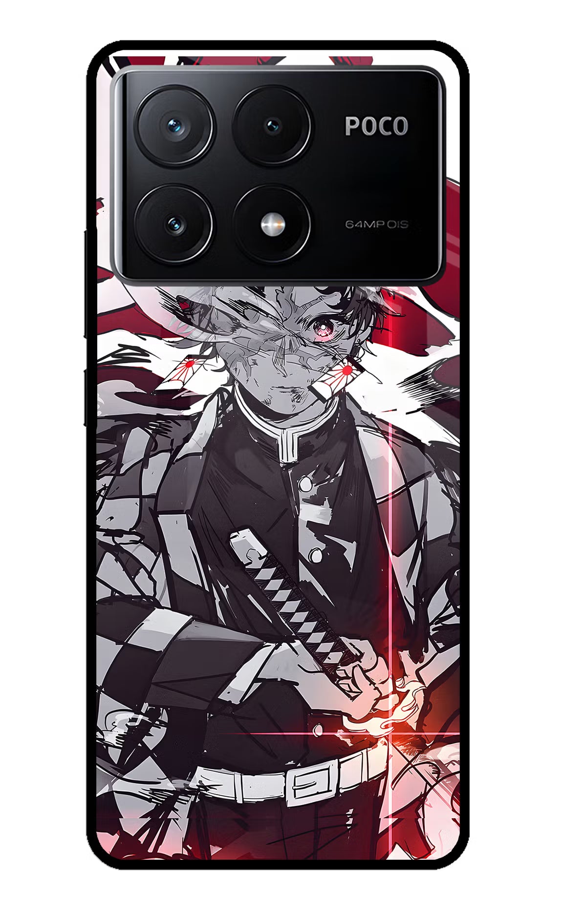 Demon Slayer Poco X6 Pro Glass Case Back Cover by Casekaro