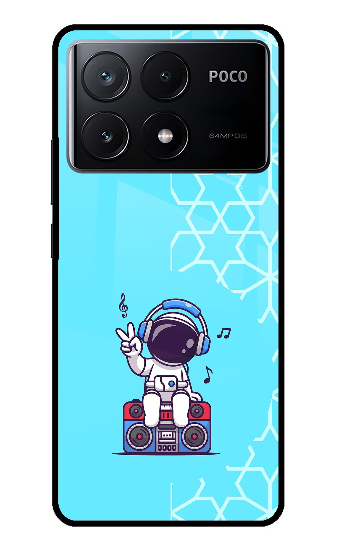 Cute Astronaut Chilling Poco X6 Pro Glass Case Back Cover by Casekaro