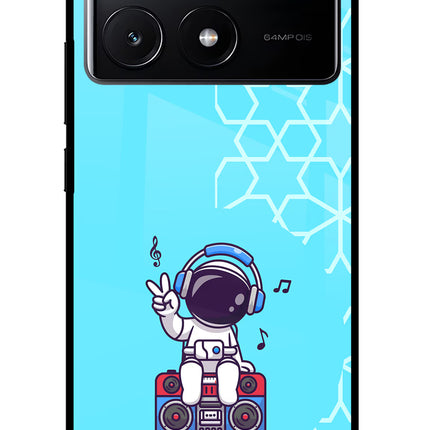 Cute Astronaut Chilling Poco X6 Pro Glass Case