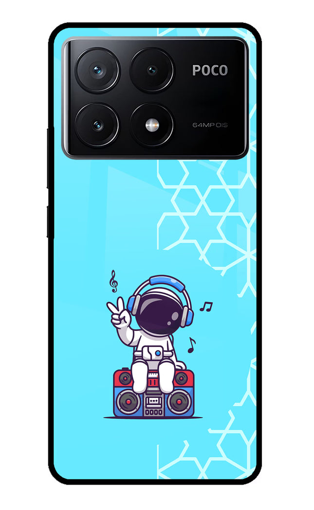 Cute Astronaut Chilling Poco X6 Pro Glass Case