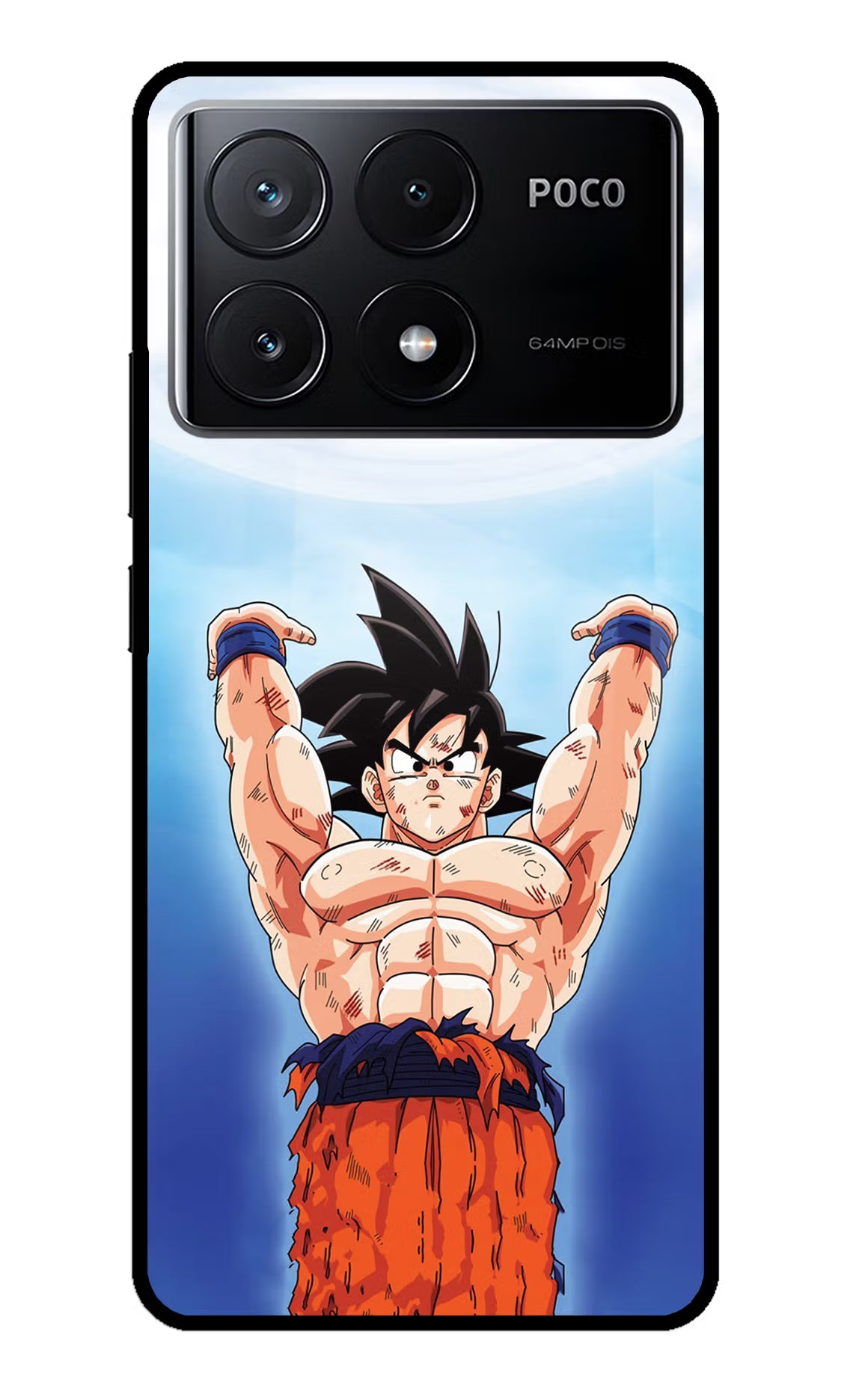 Goku Power Poco X6 Pro Glass Case Back Cover by Casekaro