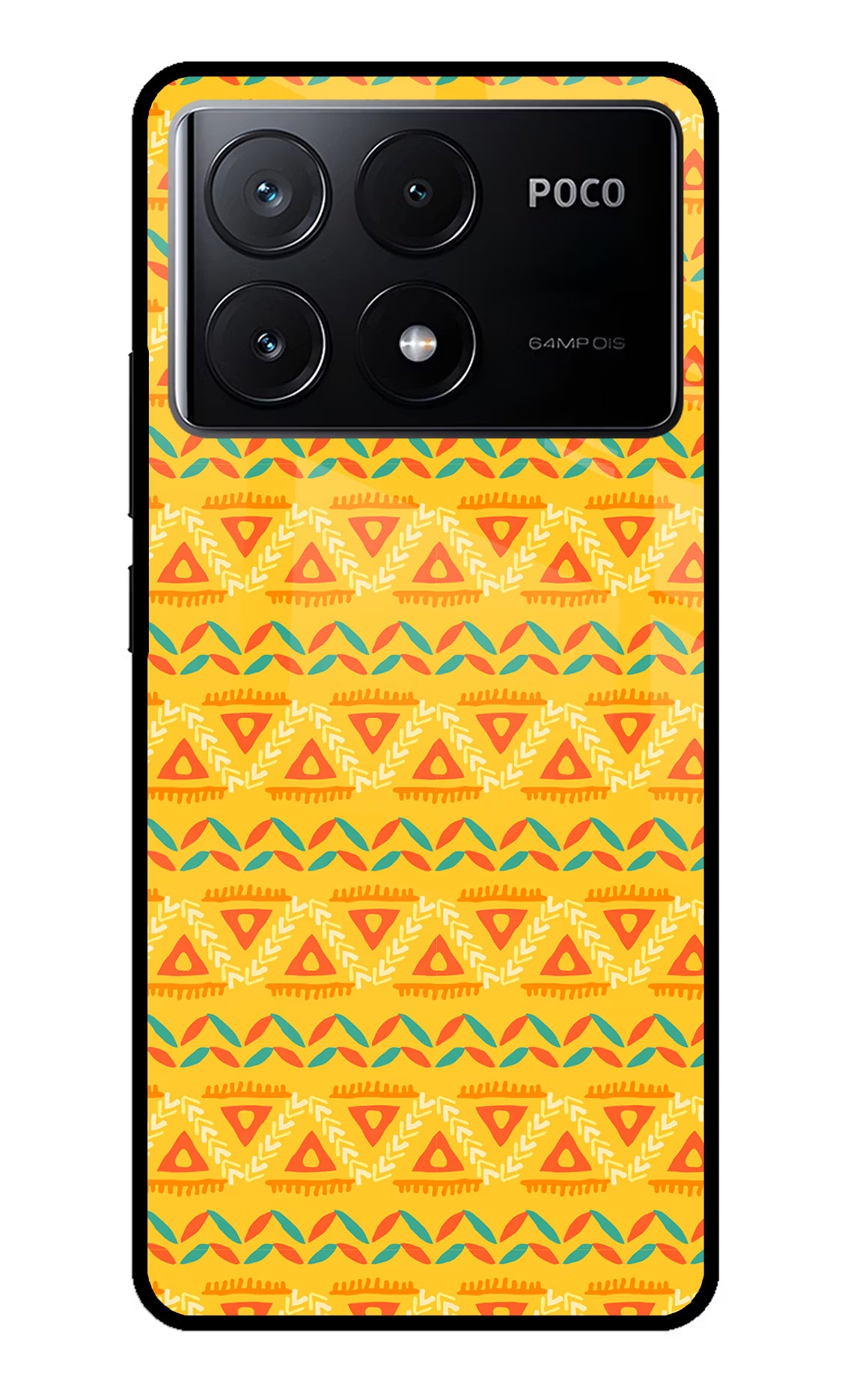 Tribal Pattern Poco X6 Pro Glass Case Back Cover by Casekaro
