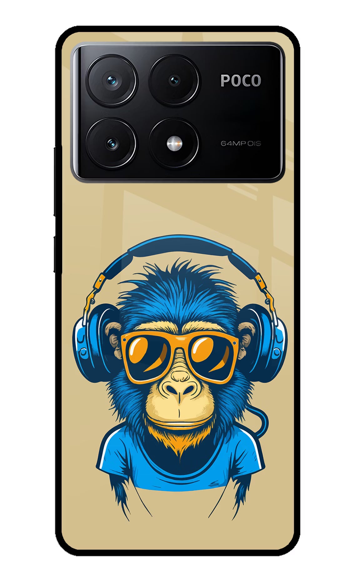 Monkey Headphone Poco X6 Pro Glass Case Back Cover by Casekaro