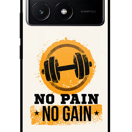 No Pain No Gain Poco X6 Pro Glass Case Back Cover by Casekaro