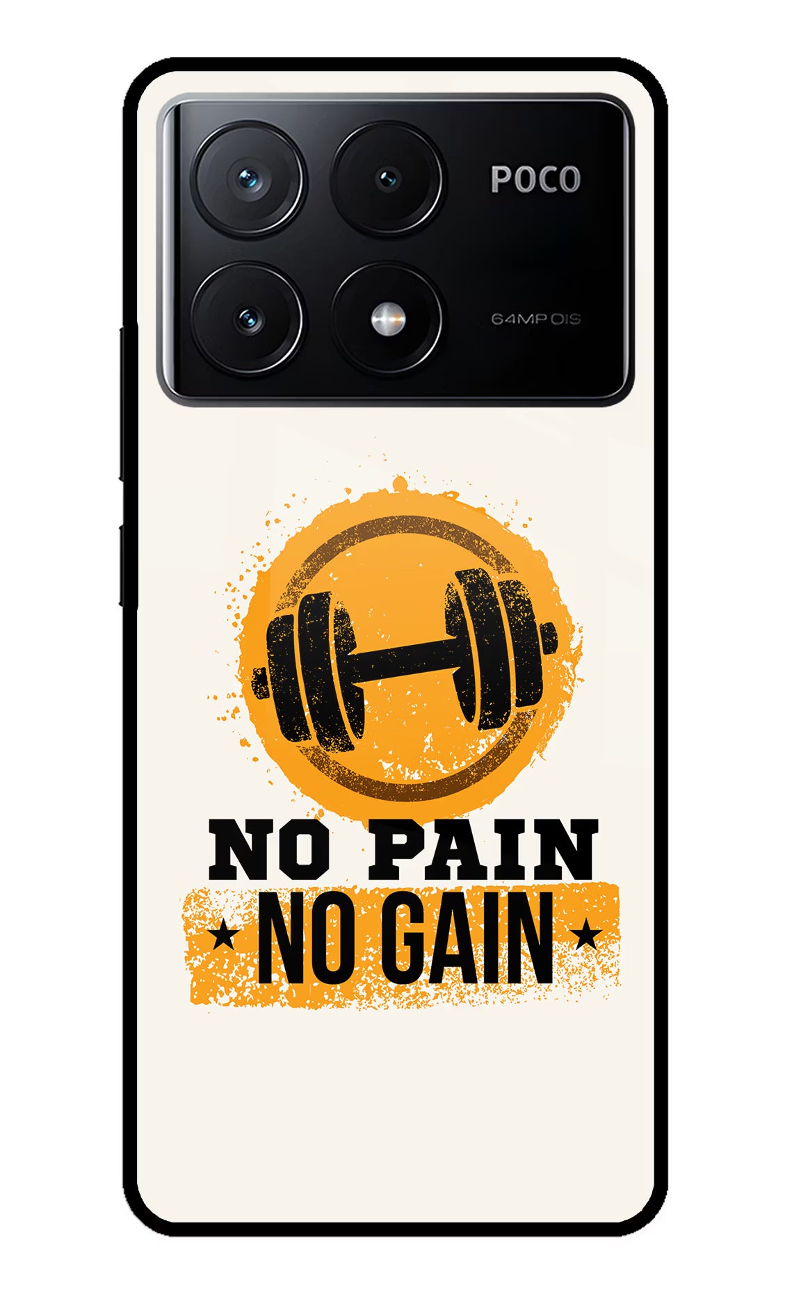 No Pain No Gain Poco X6 Pro Glass Case Back Cover by Casekaro