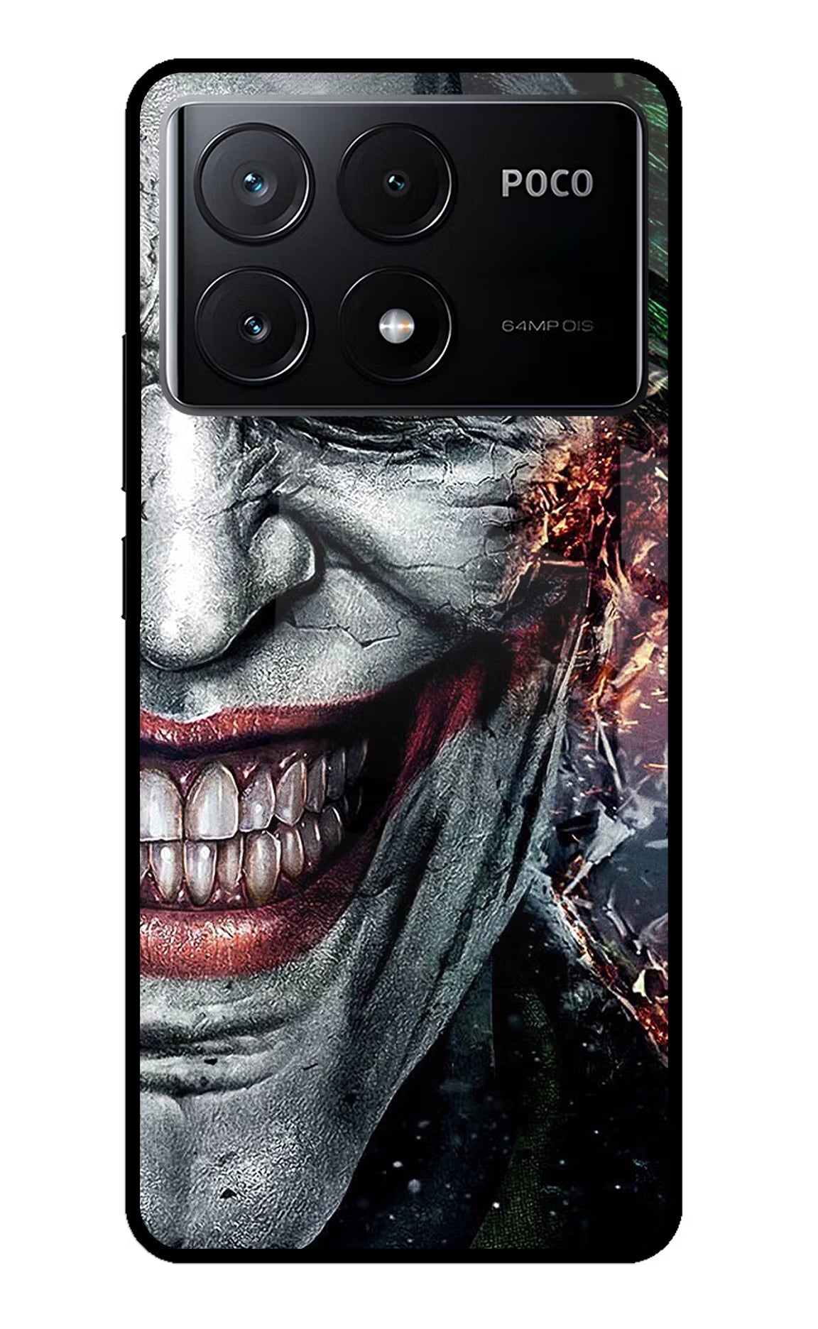 Joker Cam Poco X6 Pro Glass Case Back Cover by Casekaro