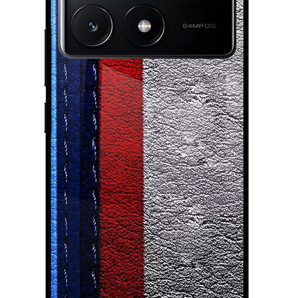 BMW Stripes Poco X6 Pro Glass Case Back Cover by Casekaro
