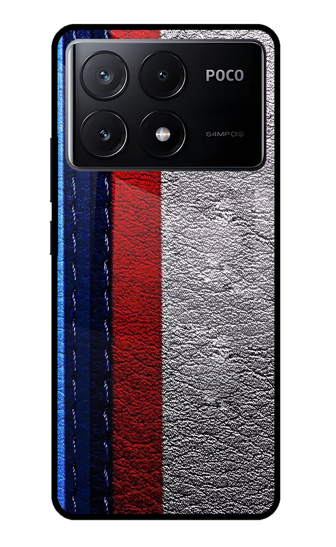 BMW Stripes Poco X6 Pro Glass Case Back Cover by Casekaro