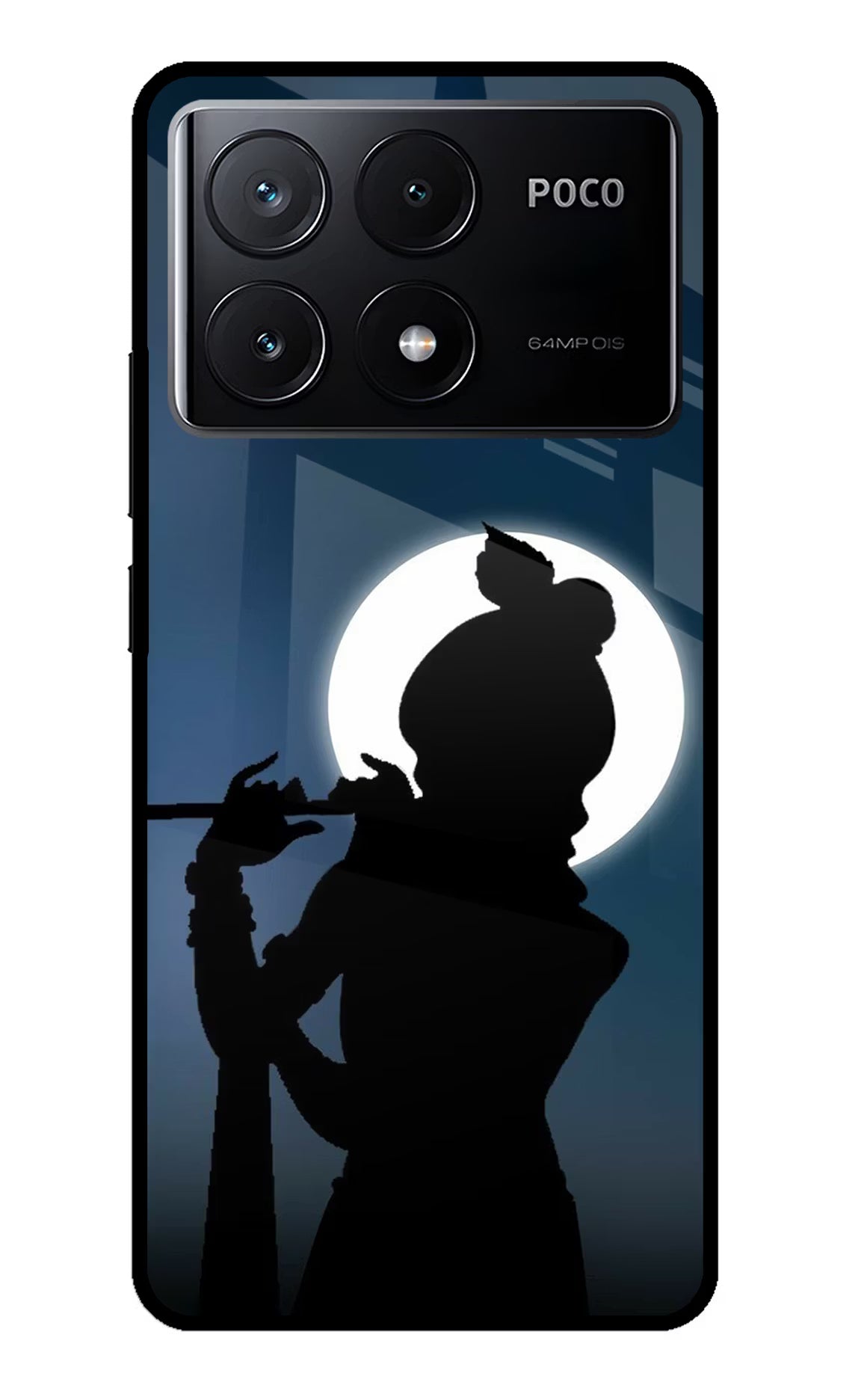 Shri Krishna Silhouette Poco X6 Pro Glass Case Back Cover by Casekaro