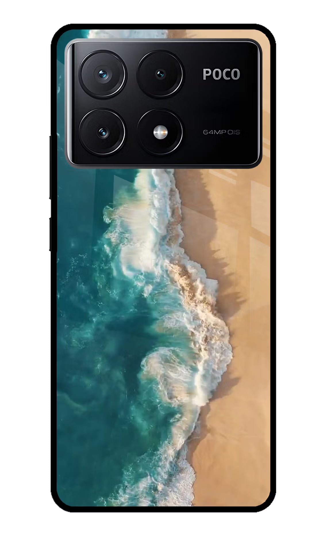 Ocean Beach Poco X6 Pro Glass Case Back Cover by Casekaro