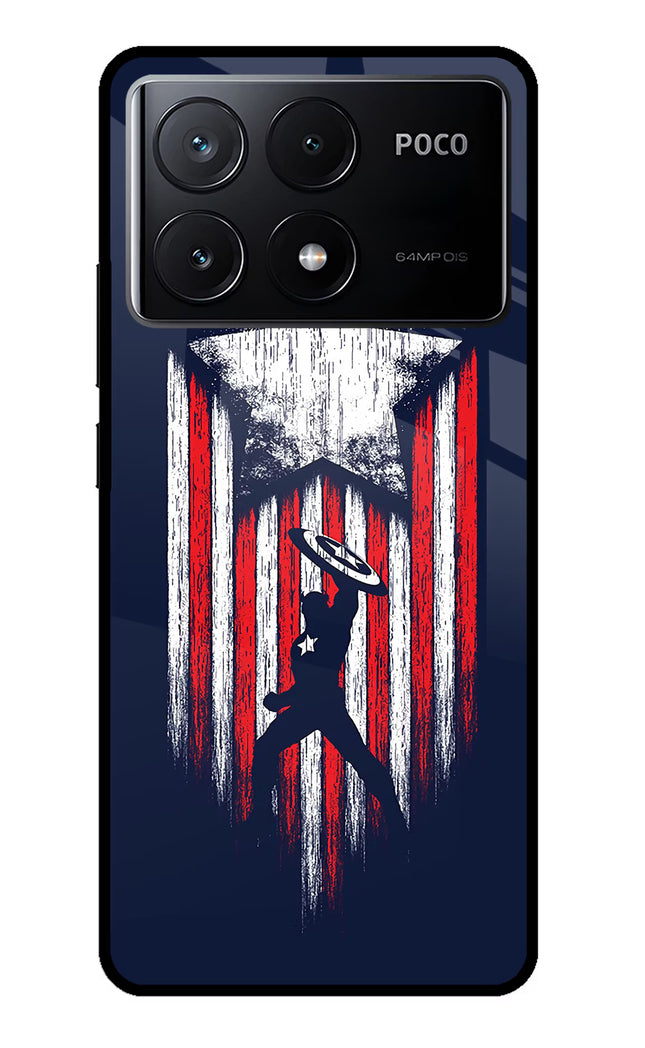 Captain America Marvel Art Poco X6 Pro Glass Case