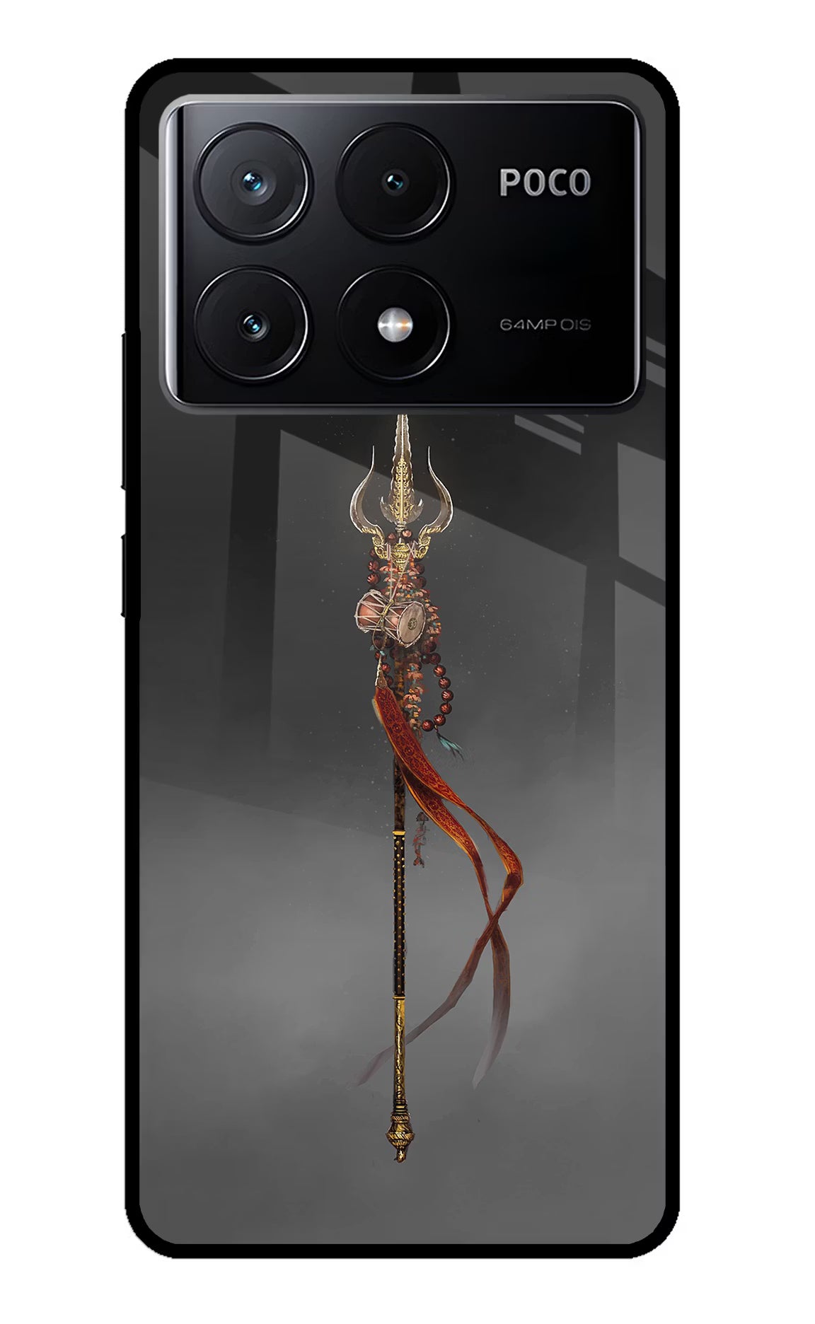 Shiv Trishul Poco X6 Pro Glass Case Back Cover by Casekaro