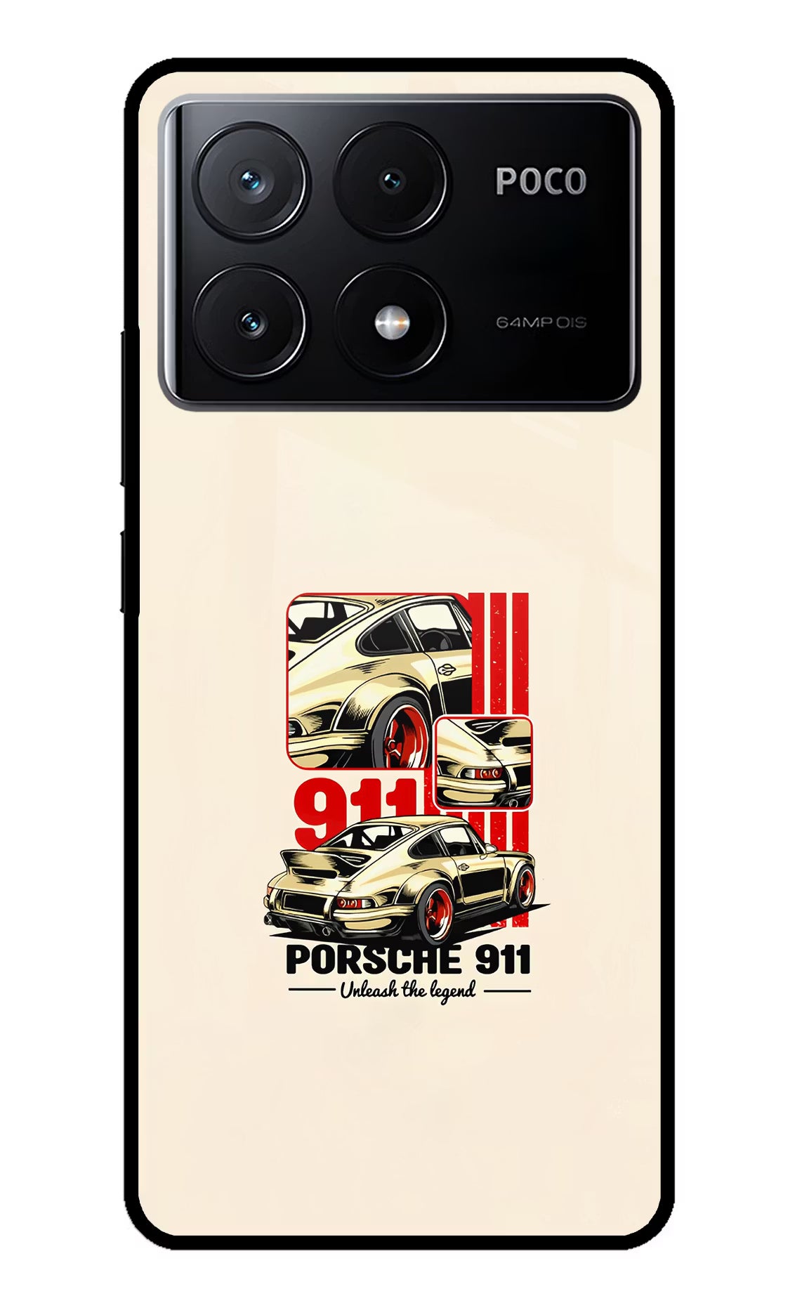 Classic Porsche 911 Poco X6 Pro Glass Case Back Cover by Casekaro