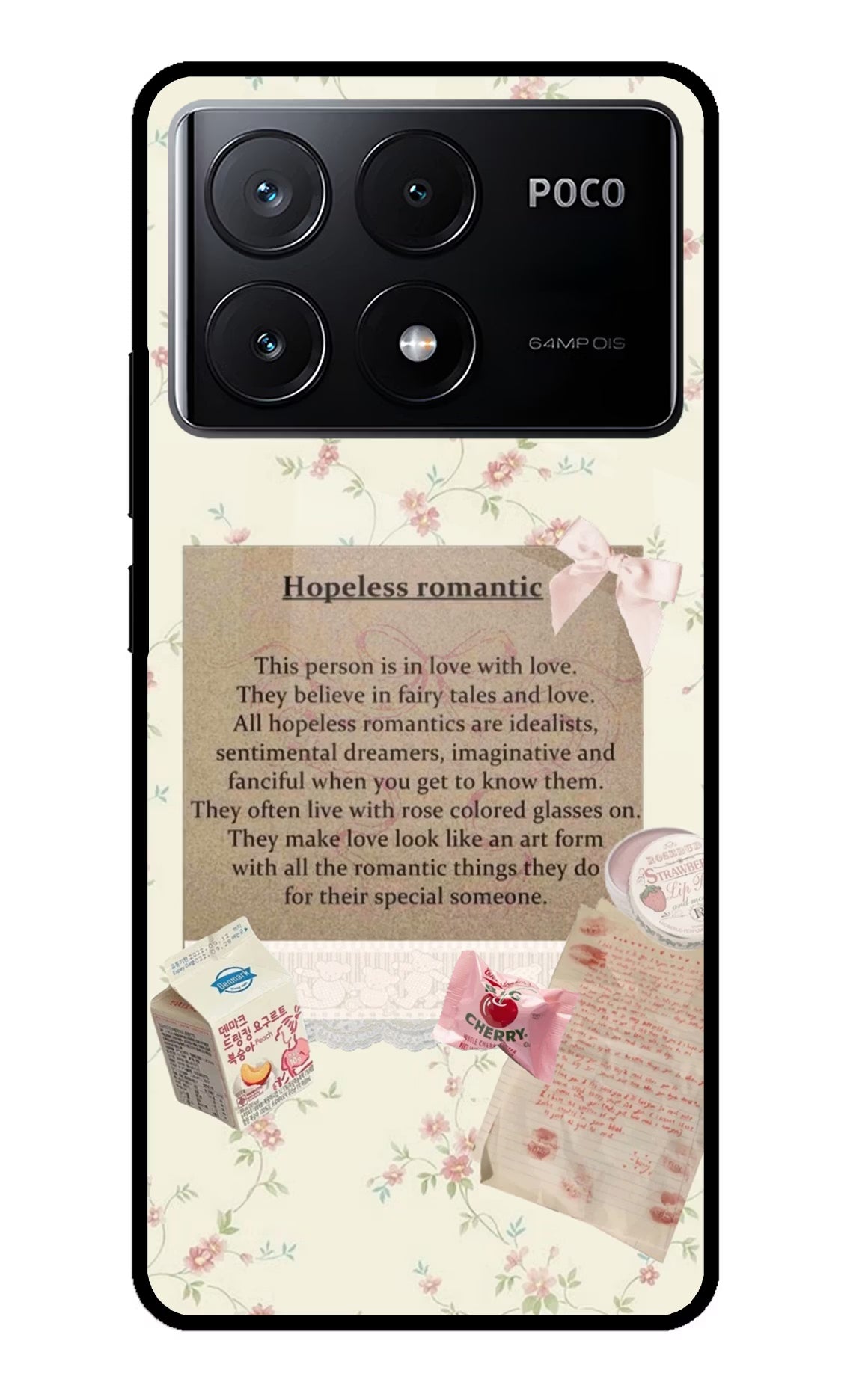 Hopeless Romantic Poco X6 Pro Glass Case Back Cover by Casekaro