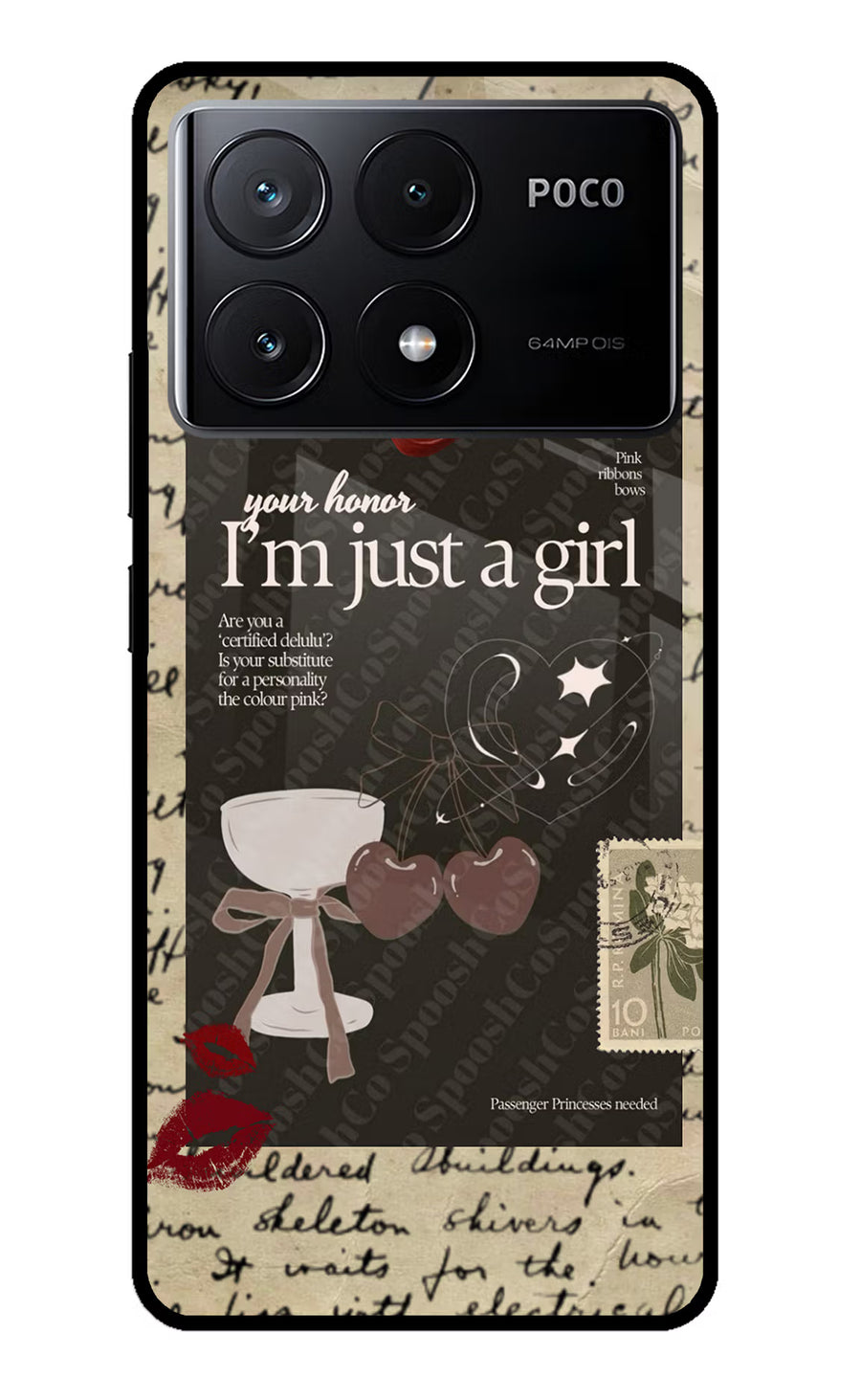 I am just a girl Poco X6 Pro Back Cover, Glass case