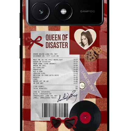 Queen of Disaster Poco X6 Pro Glass Case Back Cover by Casekaro