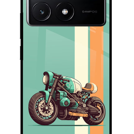 Striped Moto Drift Poco X6 Pro Glass Case
