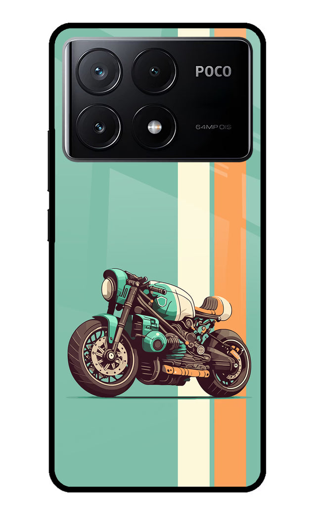 Striped Moto Drift Poco X6 Pro Glass Case