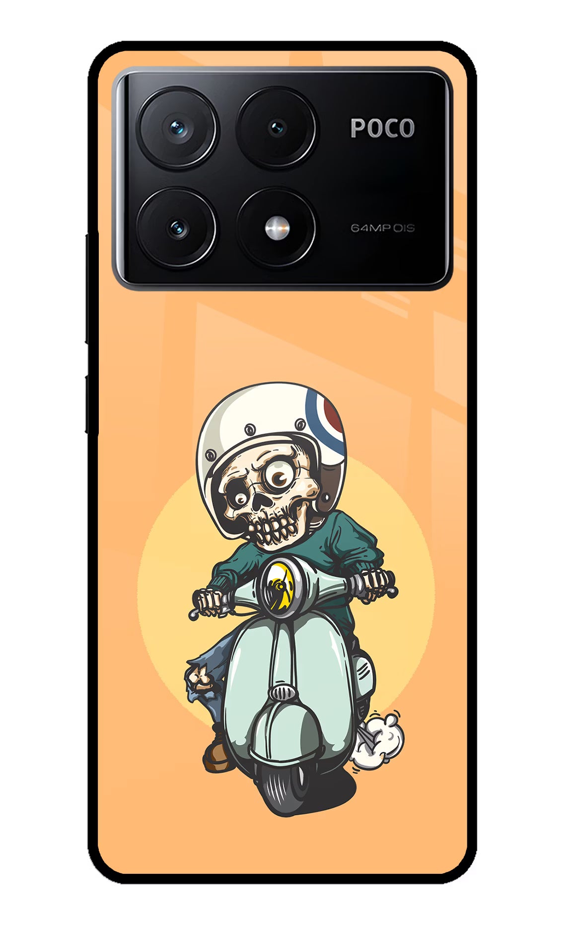 Undead Biker Poco X6 Pro Glass Case Back Cover by Casekaro