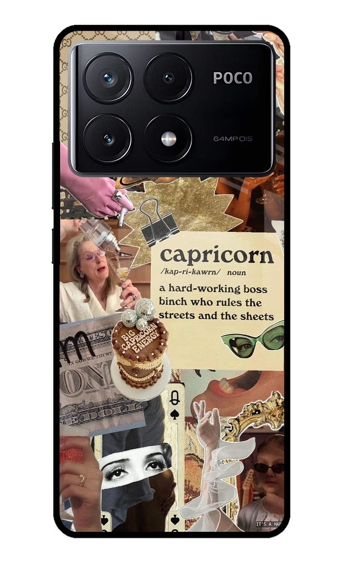 Capricorn Zodiac Poco X6 Pro Glass Case Back Cover by Casekaro