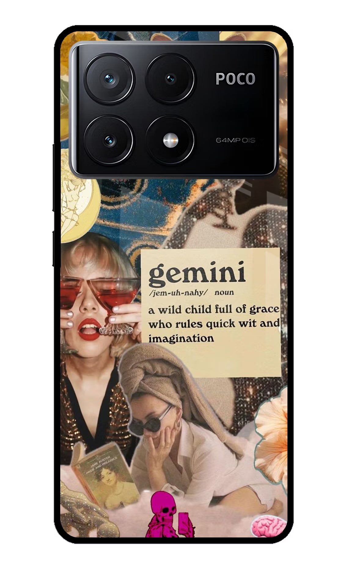 Gemini Zodiac Poco X6 Pro Glass Case Back Cover by Casekaro