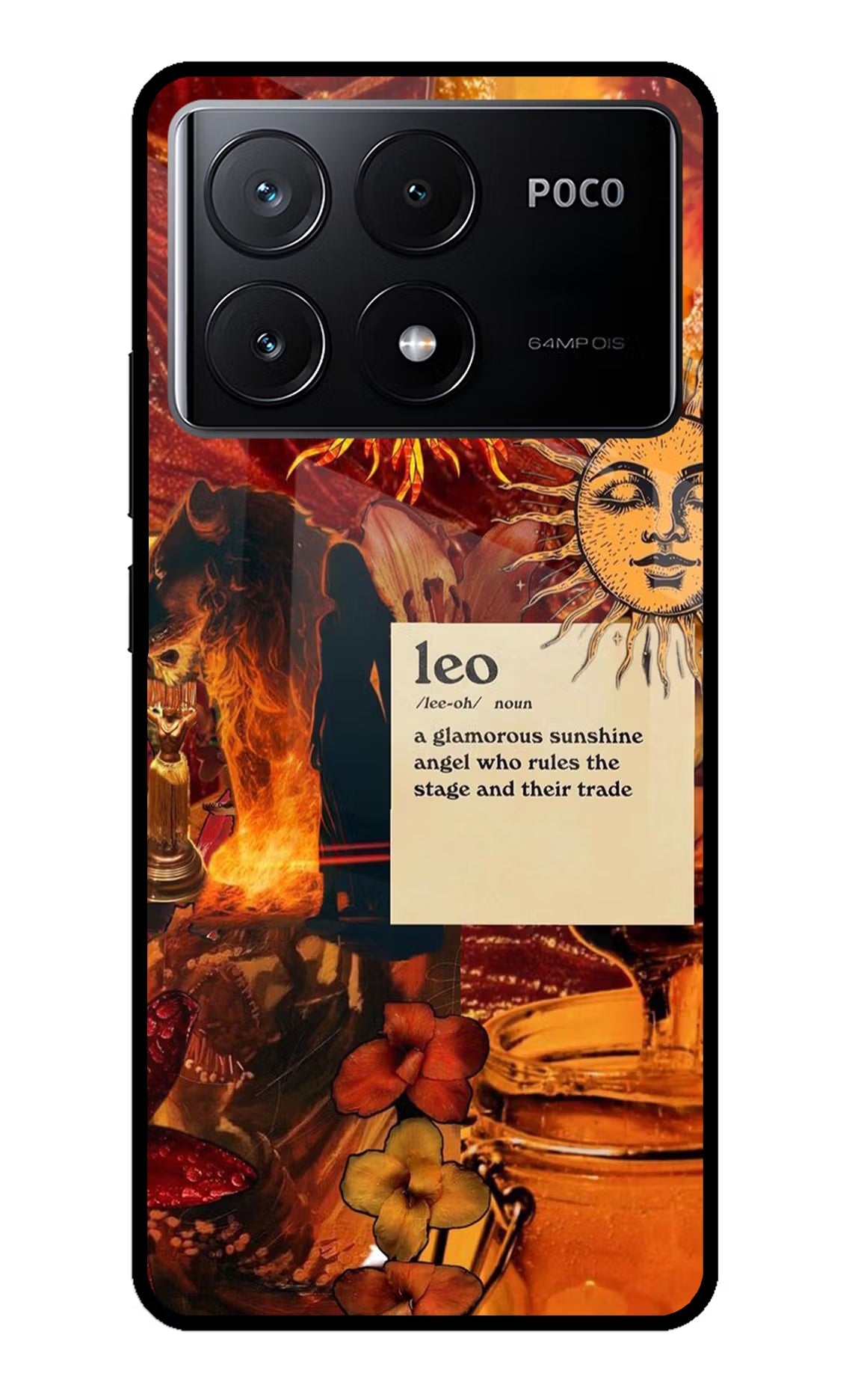 Leo Zodiac Poco X6 Pro Glass Case Back Cover by Casekaro