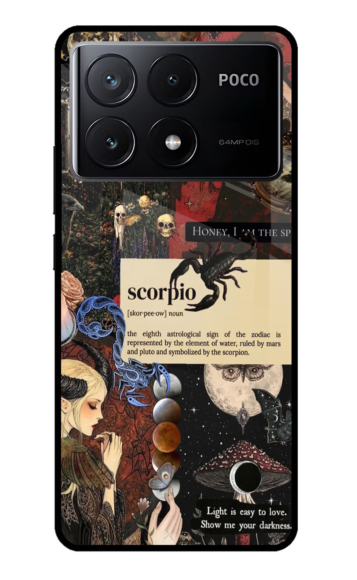 Scorpio Zodiac Poco X6 Pro Glass Case Back Cover by Casekaro