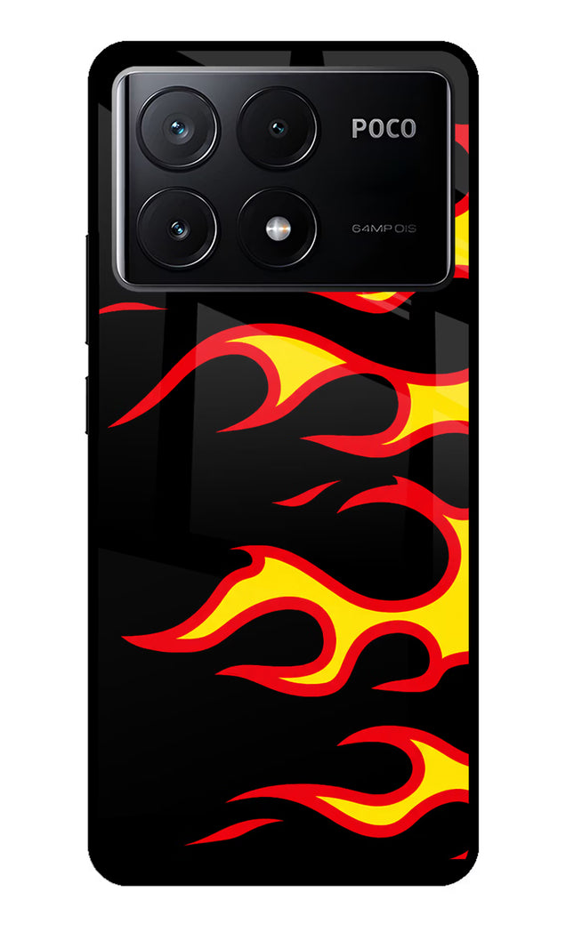 Side Sweep Flames Poco X6 Pro Glass Case