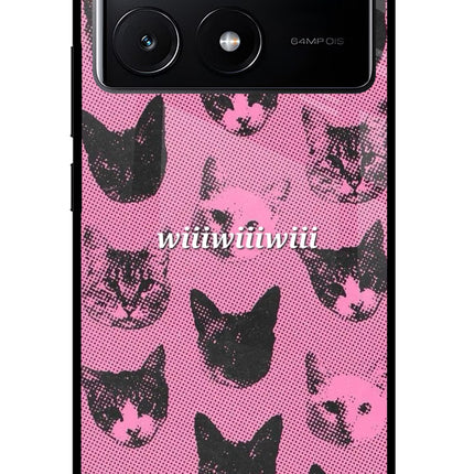 Pink Cats Poco X6 Pro Glass Case