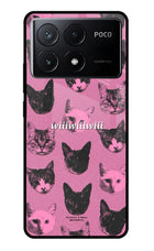 Pink Cats Poco X6 Pro Glass Case