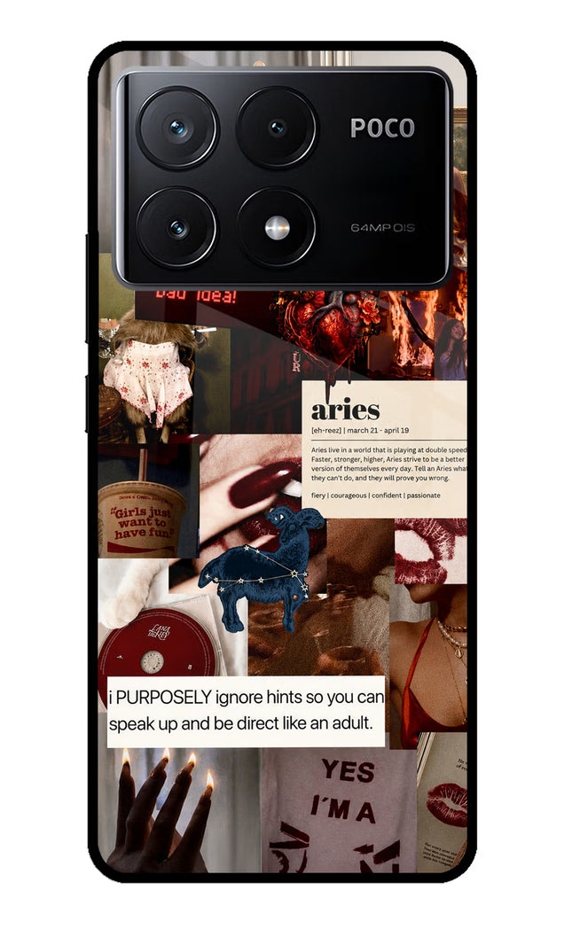 Zodiac Aries Poco X6 Pro Glass Case