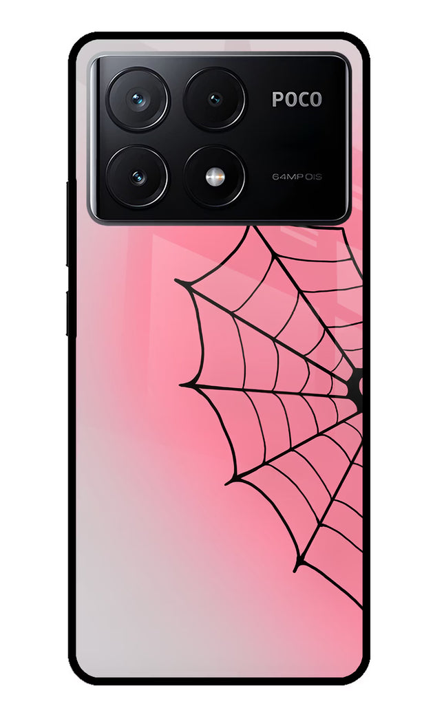Pink Web Poco X6 Pro Glass Case