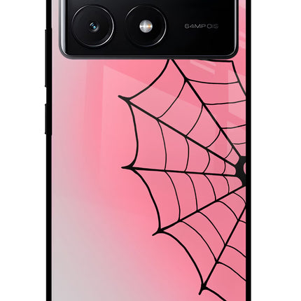 Pink Web Poco X6 Pro Glass Case Back Cover by Casekaro