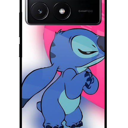 Stitch Hug Poco X6 Pro Glass Case Back Cover by Casekaro