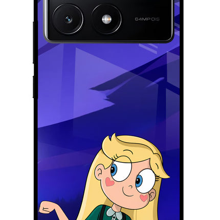 Star Glow Poco X6 Pro Glass Case Back Cover by Casekaro