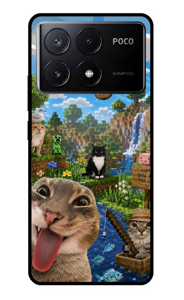 Minecraft Cat Chaos Poco X6 Pro Glass Case