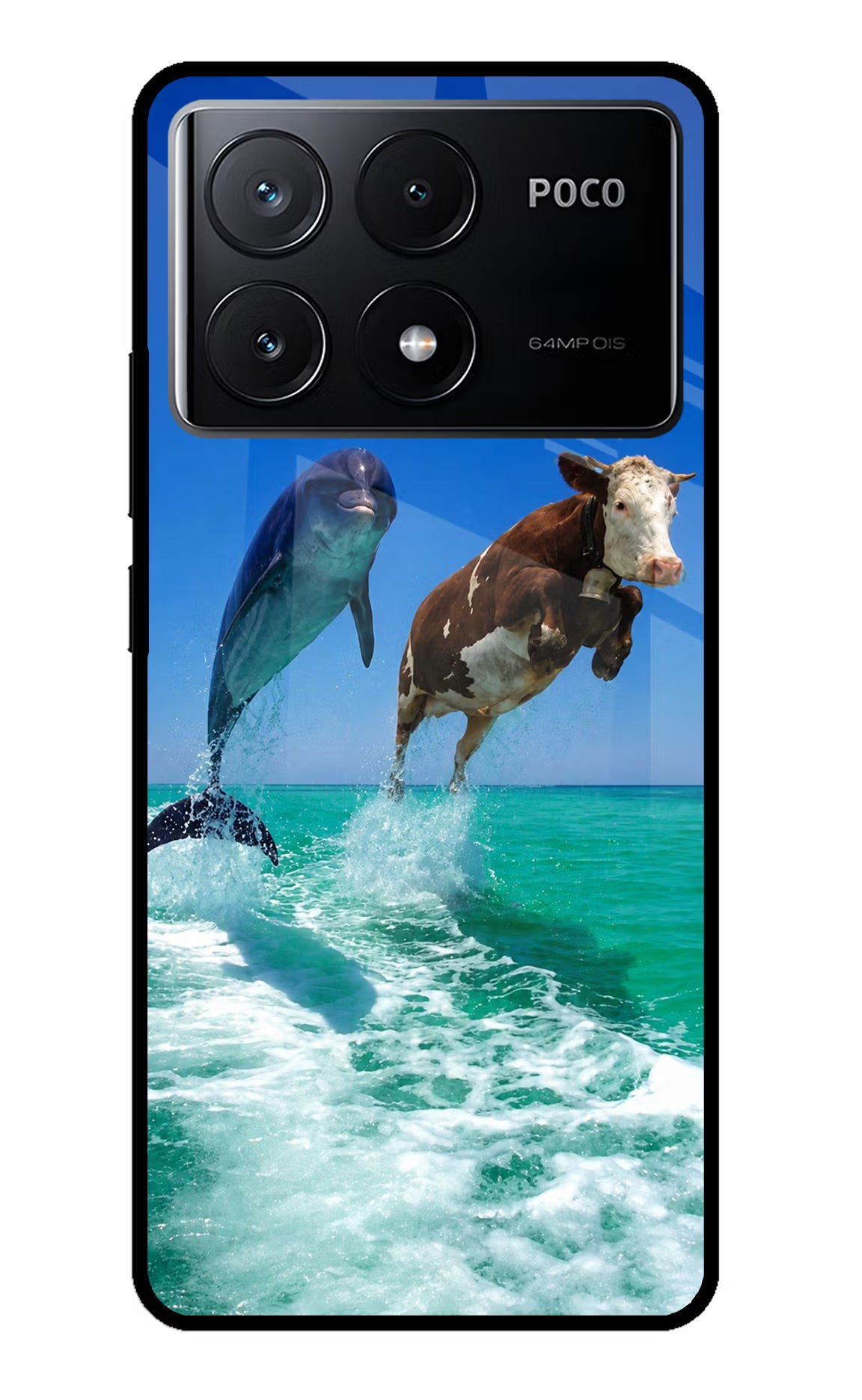 Dolphin vs Cow Poco X6 Pro Glass Case