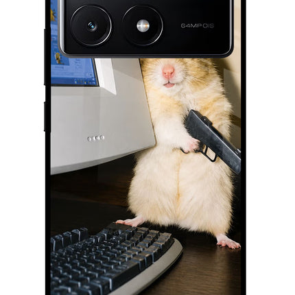Hacker Hamster Poco X6 Pro Glass Case Back Cover by Casekaro